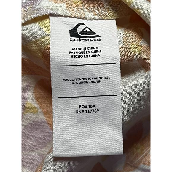 Quiksilver Kara Floral Cut Out Dress Womens Small Off White Puff Sleeve Linen - Picture 10 of 15